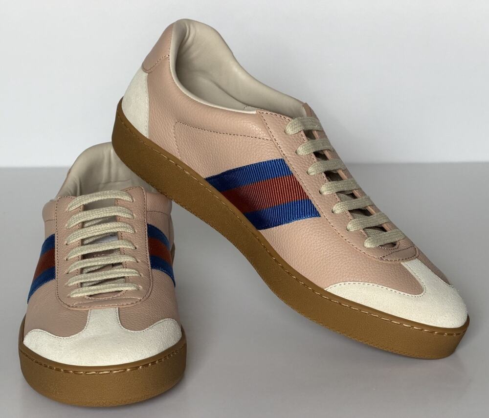 Gucci Women’s Skin Rose Suede/Leather Web Low Top Sneakers 10 US (40) 858532 NIB